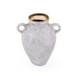 Urn Style Metal Vase- White & Gold