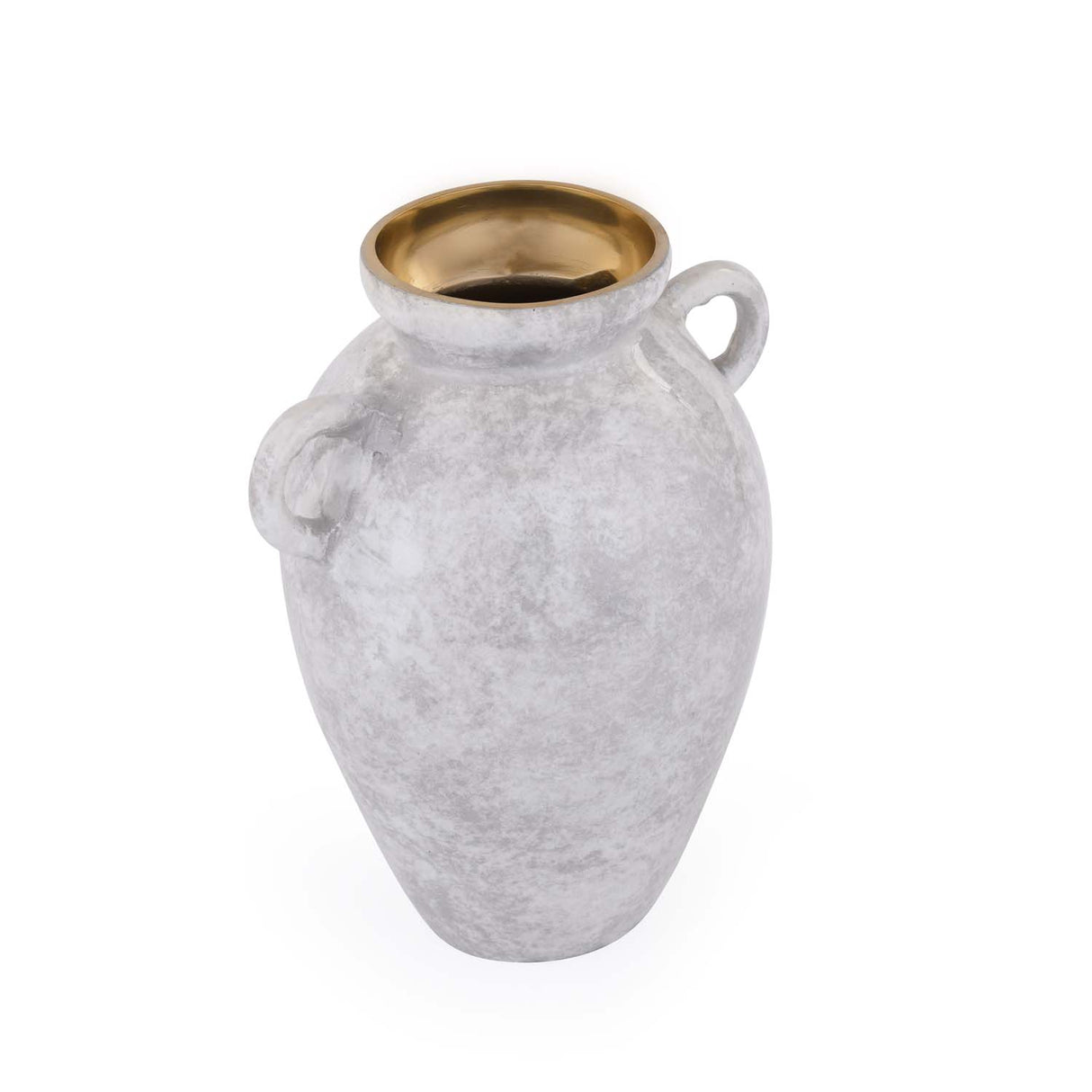 Urn Style Metal Vase- White & Gold