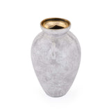 Urn Style Metal Vase- White & Gold