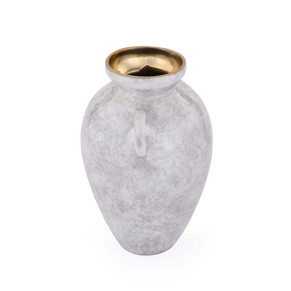 Urn Style Metal Vase- White & Gold