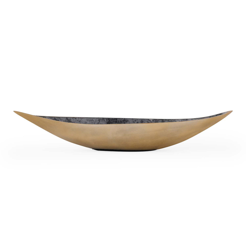 Leaf Shaped Metal Decorative Platter- Black & Gold