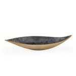 Leaf Shaped Metal Decorative Platter- Black & Gold