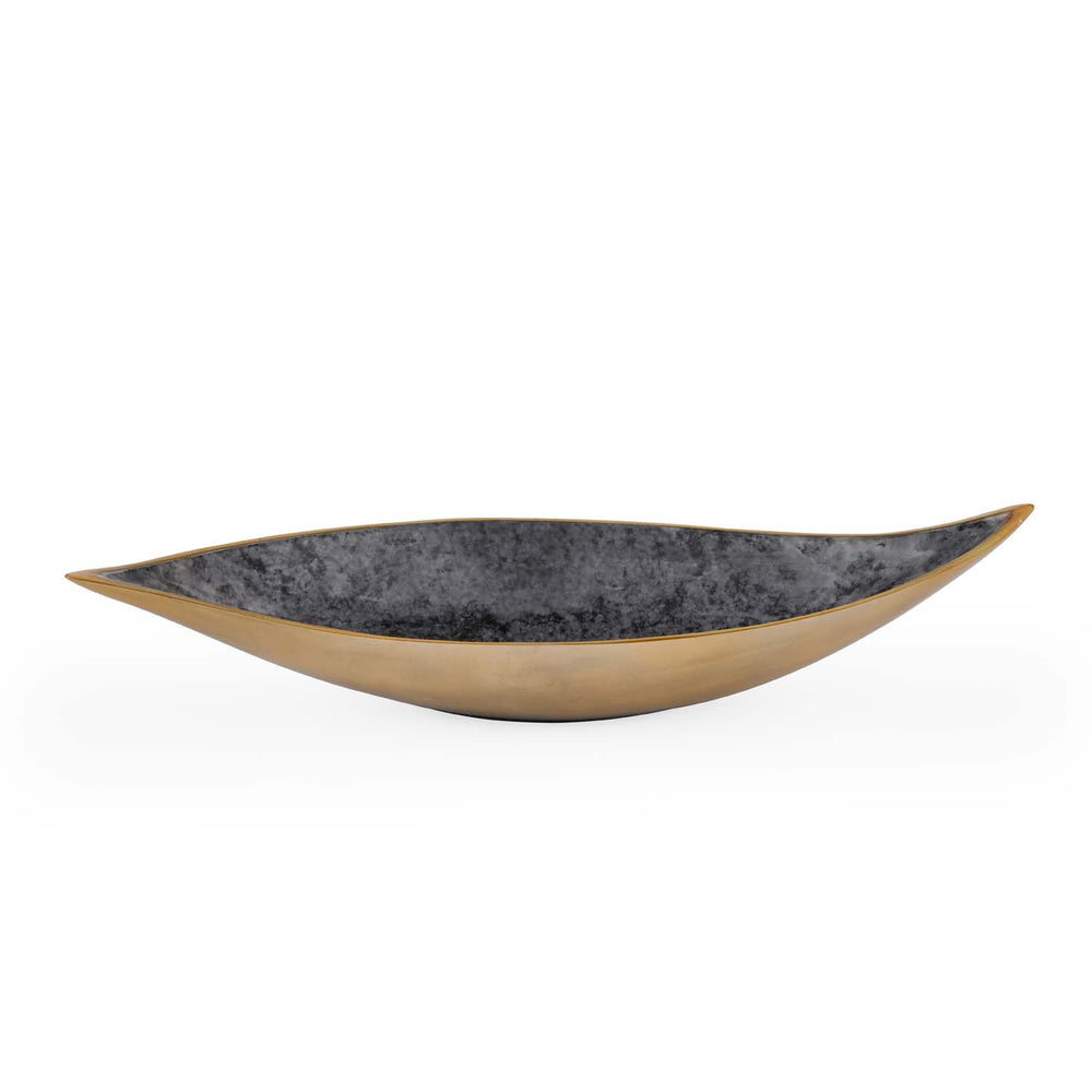 Leaf Shaped Metal Decorative Platter- Black & Gold