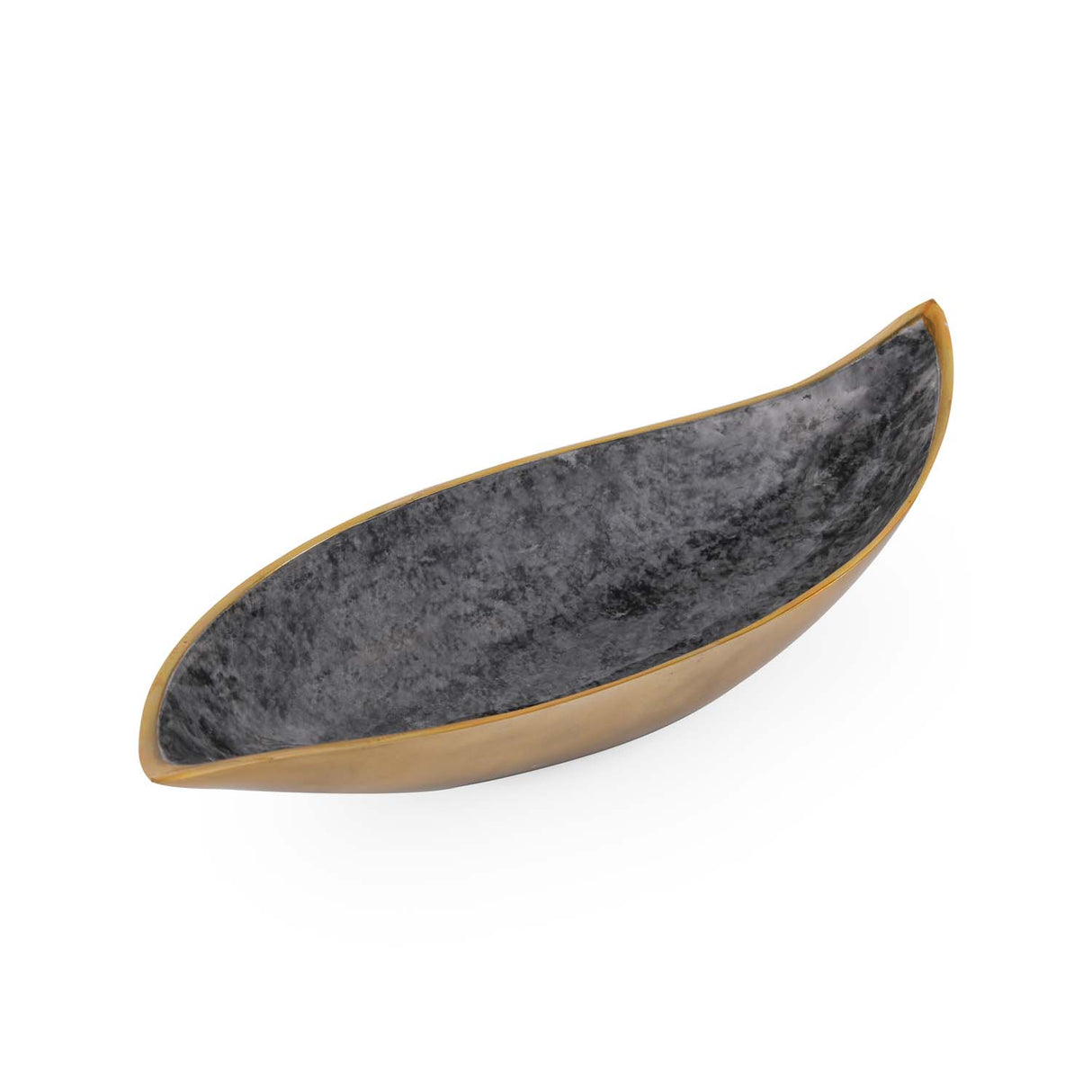 Leaf Shaped Metal Decorative Platter- Black & Gold