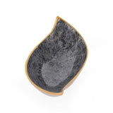 Leaf Shaped Metal Decorative Platter- Black & Gold