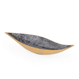 Leaf Shaped Metal Decorative Platter- Black & Gold