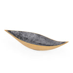 Leaf Shaped Metal Decorative Platter- Black & Gold