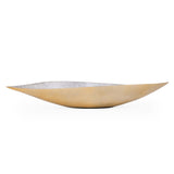 Leaf Shaped Metal Decorative Platter- White & Gold