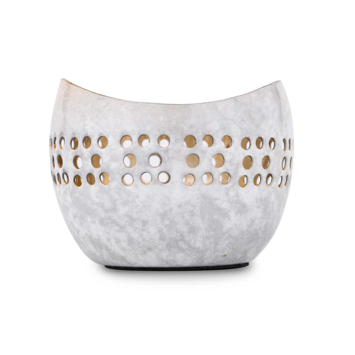 Decorative Cutwork Metal Votive - White & Gold