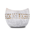 Decorative Cutwork Metal Votive - White & Gold