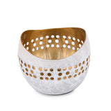 Decorative Cutwork Metal Votive - White & Gold