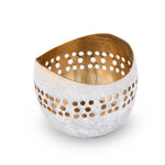 Decorative Cutwork Metal Votive - White & Gold