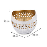 Decorative Cutwork Metal Votive - White & Gold