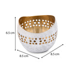 Decorative Cutwork Metal Votive - White & Gold