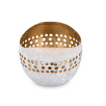 Decorative Cutwork Metal Votive - White & Gold