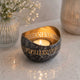 Decorative Cutwork Metal Votive - Black & Gold