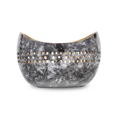 Decorative Cutwork Metal Votive - Black & Gold
