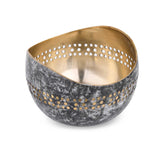 Decorative Cutwork Metal Votive - Black & Gold