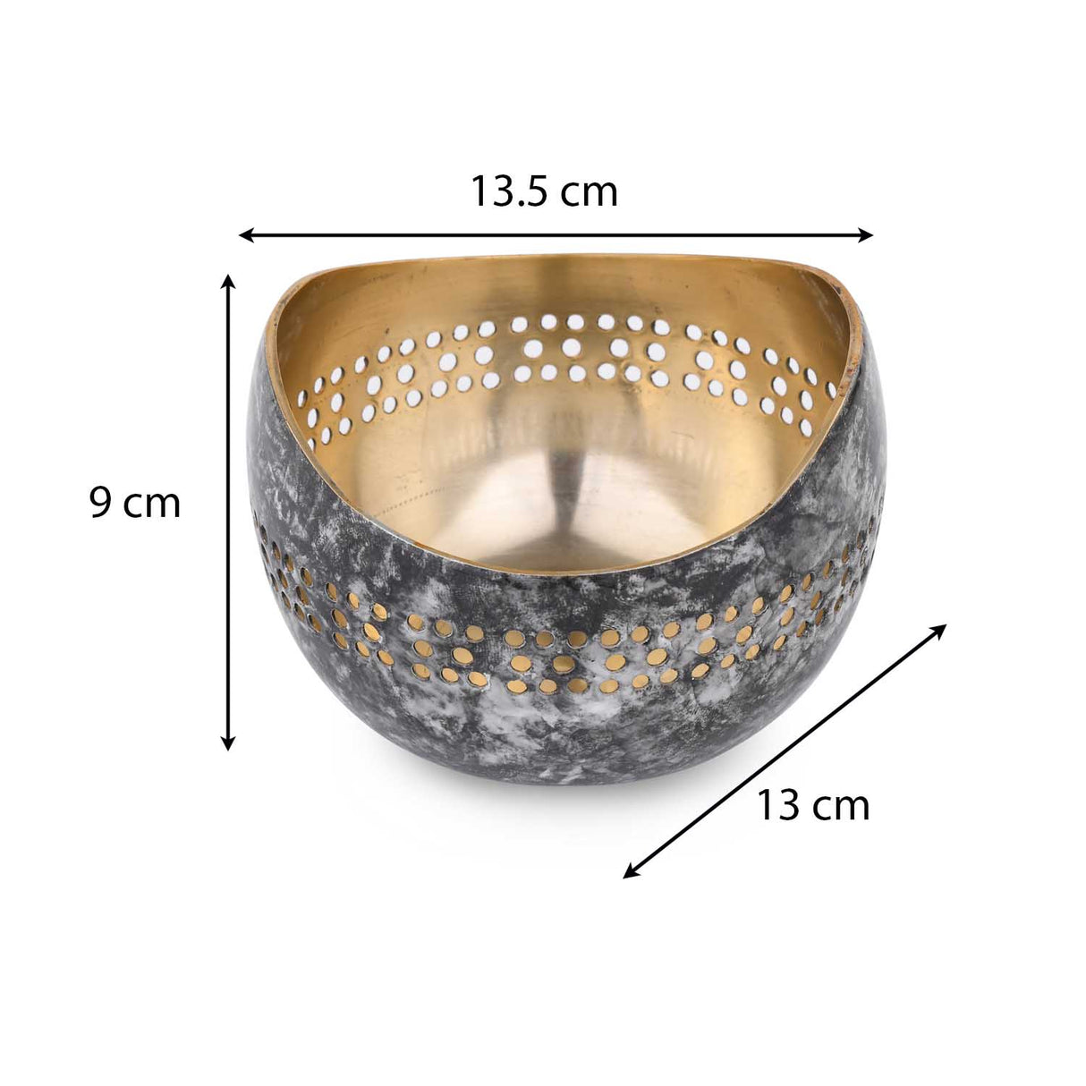 Decorative Cutwork Metal Votive - Black & Gold