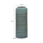 Ribbed Cylindrical Metal Floor Vase- Green