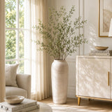 Tall Column Metal Floor Vase- Beige