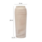 Tall Column Metal Floor Vase- Beige