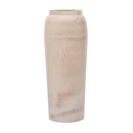 Tall Column Metal Floor Vase- Beige