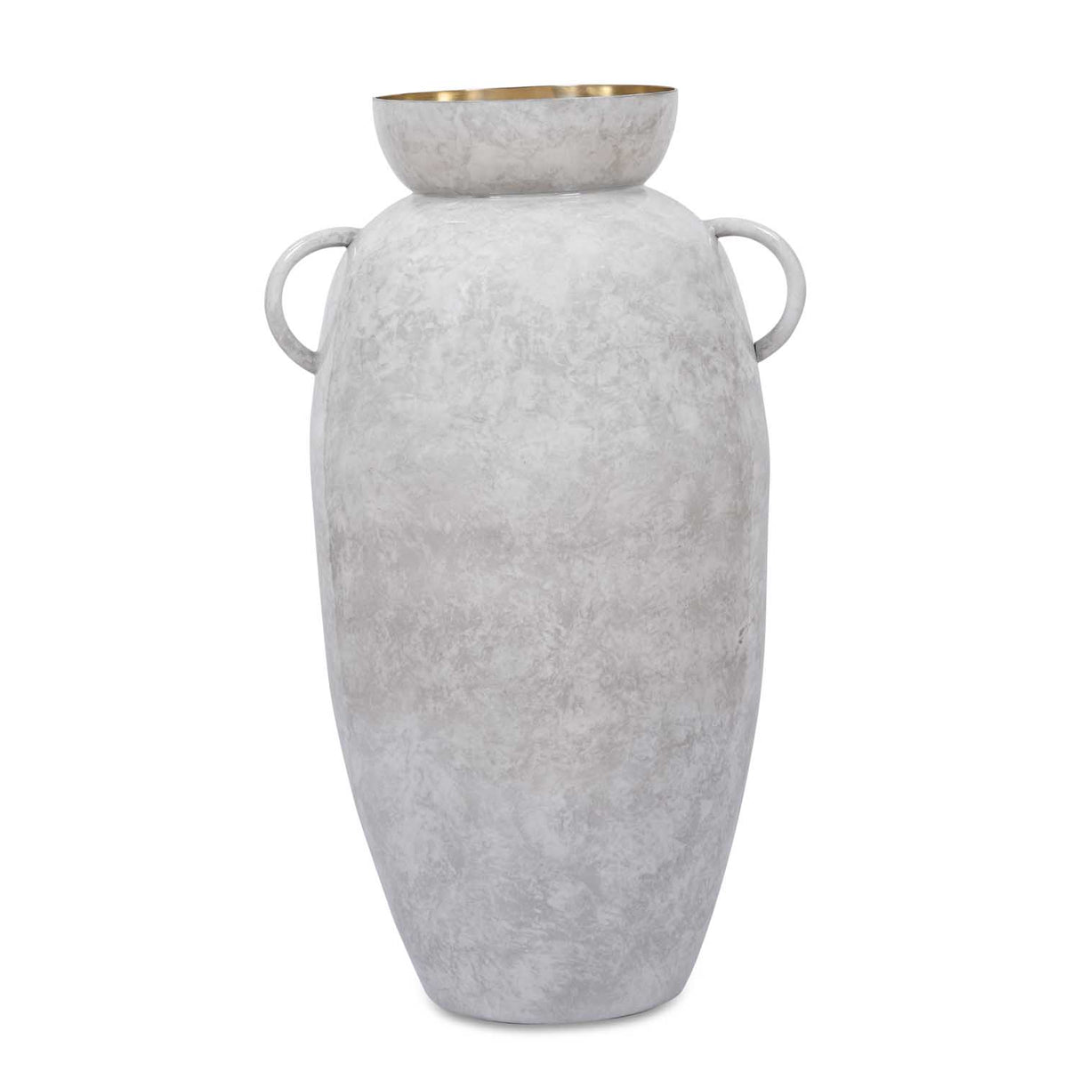Urn Style Metal Floor Vase- White & Gold