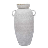 Urn Style Metal Floor Vase- White & Gold