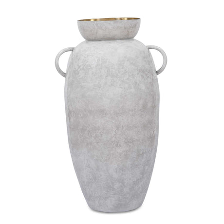 Urn Style Metal Floor Vase- White & Gold