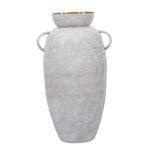 Urn Style Metal Floor Vase- White & Gold