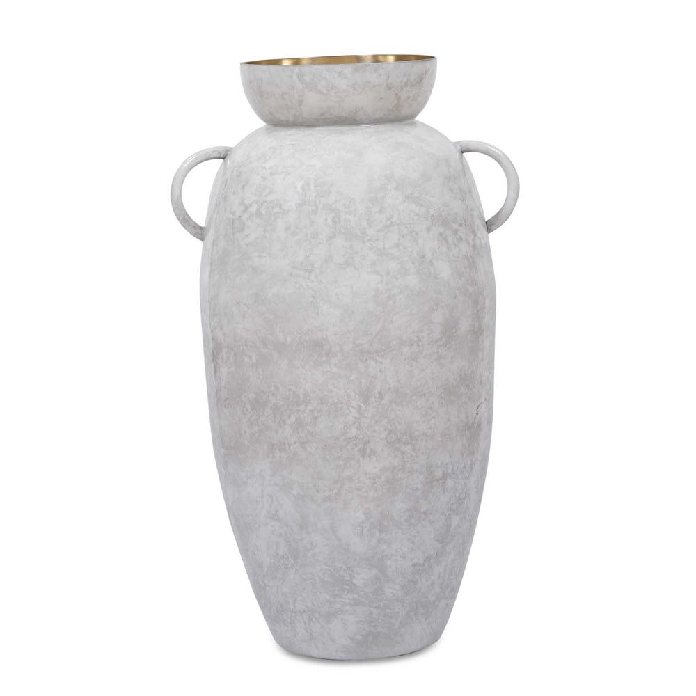 Urn Style Metal Floor Vase- White & Gold