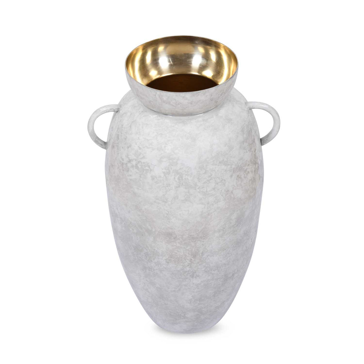 Urn Style Metal Floor Vase- White & Gold