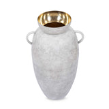 Urn Style Metal Floor Vase- White & Gold