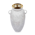Urn Style Metal Floor Vase- White & Gold