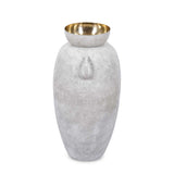Urn Style Metal Floor Vase- White & Gold