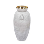 Urn Style Metal Floor Vase- White & Gold