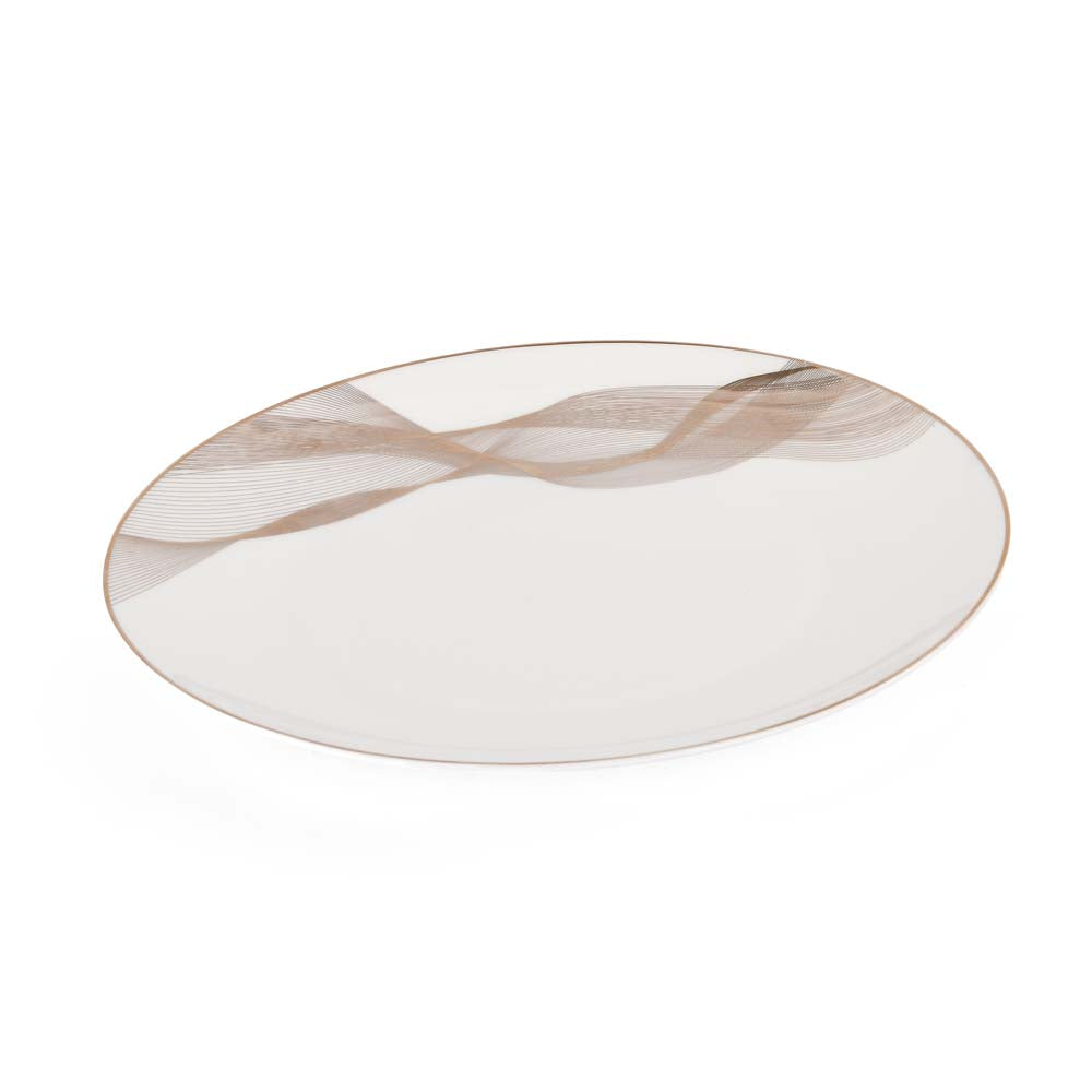 36 Pieces Swirl Porcelain Dinner Set- White and Gold