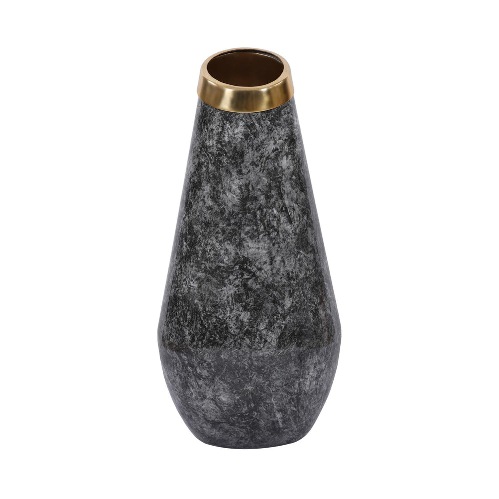 Bulb Shaped Metal Floor Vase- Black & Gold