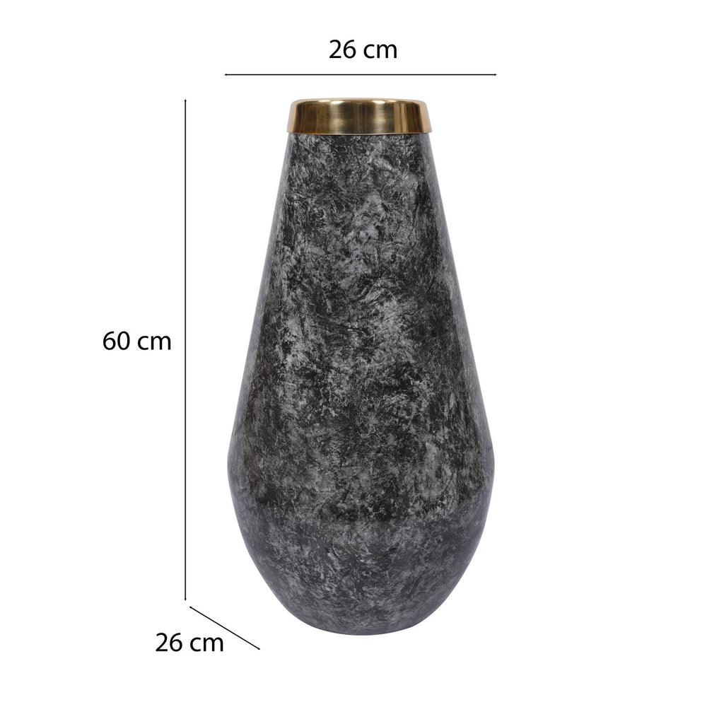 Bulb Shaped Metal Floor Vase- Black & Gold