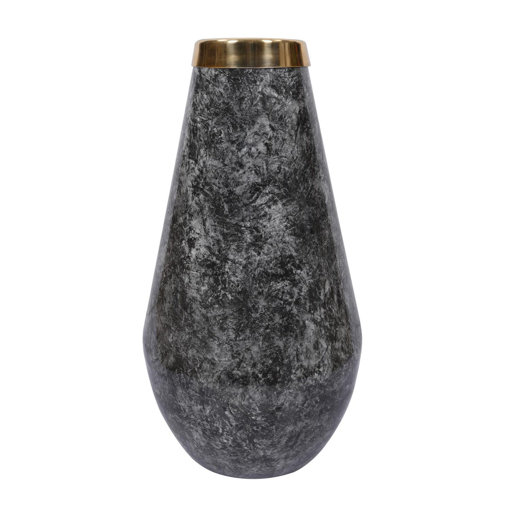 Bulb Shaped Metal Floor Vase- Black & Gold