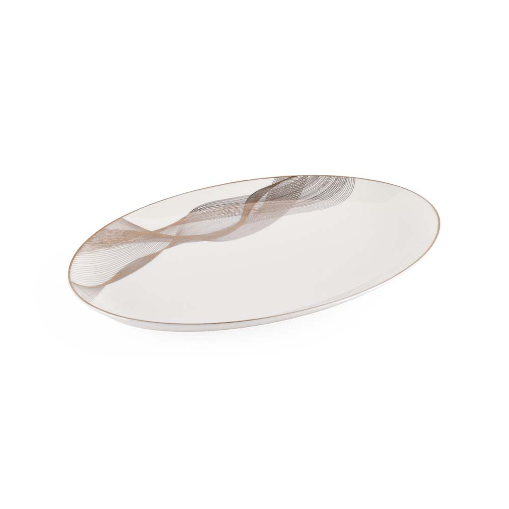 36 Pieces Swirl Porcelain Dinner Set- White and Gold