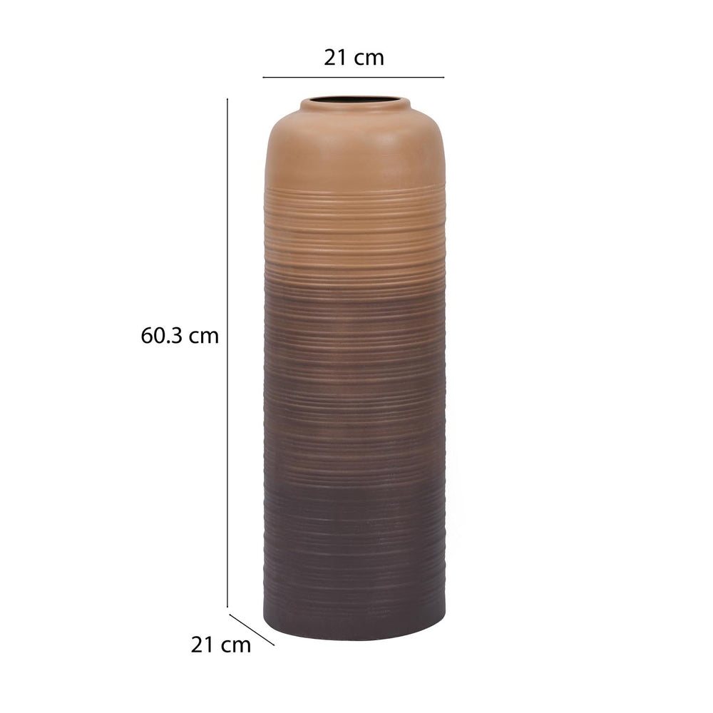 Desert Tower Metal Floor Vase- Brown