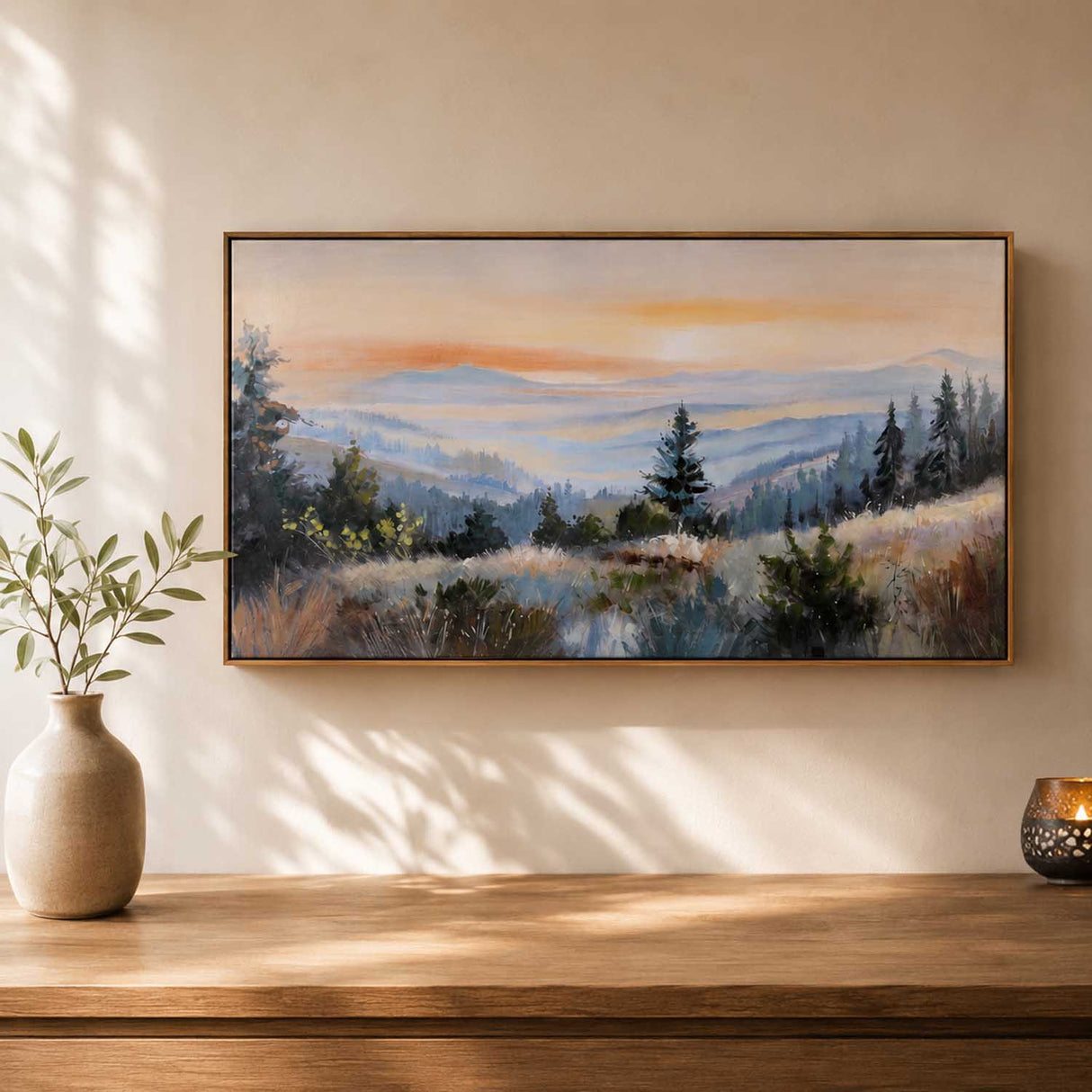 Sunset View Canvas Wall Painting- Multicolor