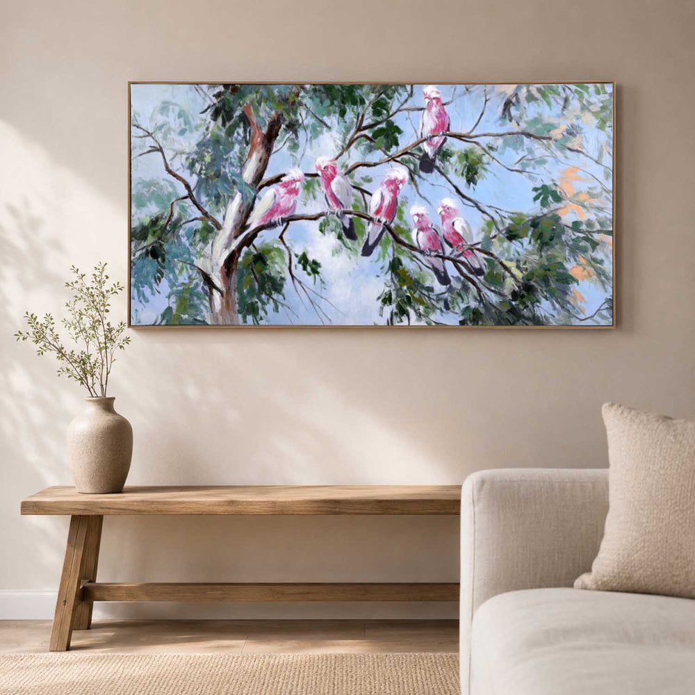 Birds On Tree Canvas Wall Painting- Multicolor