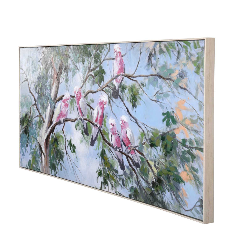Birds On Tree Canvas Wall Painting- Multicolor