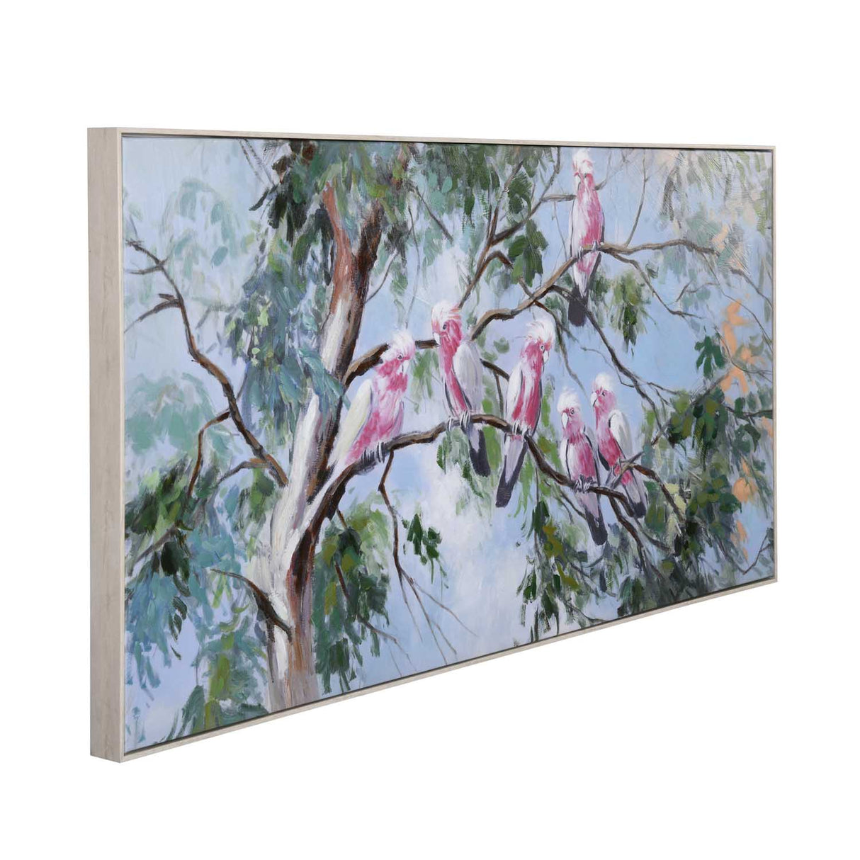 Birds On Tree Canvas Wall Painting- Multicolor