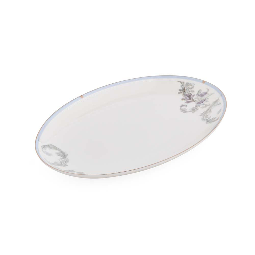 38 Pieces Leafora Porcelain Dinner Set- White and Blue