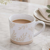 Leaf Design 400 ml Ceramic Coffee Mug- Beige