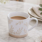 Leaf Design 400 ml Ceramic Coffee Mug- Beige